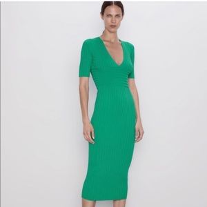 Zara green knit dress S